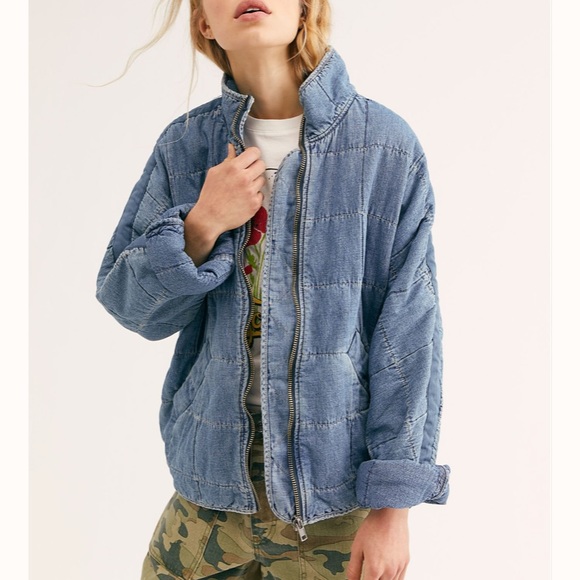 Free People Jackets & Blazers - Free People Dolman Quilted Denim Jacket SP